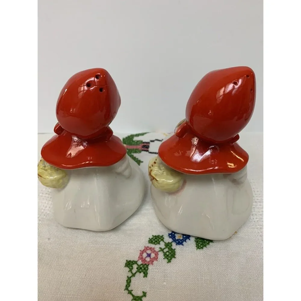 MCM Hull Little Red Riding Hood Tea Pot Set Red & White Ceramic 6 Pieces